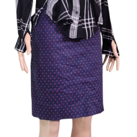 J.Crew Womens No.2 Pencil Skirt Blue With Red Polka dot Size 0 - Picture 4 of 11